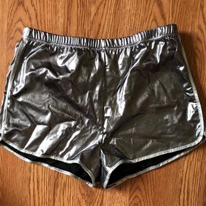 Shein silver/shiney elastic waist shorts